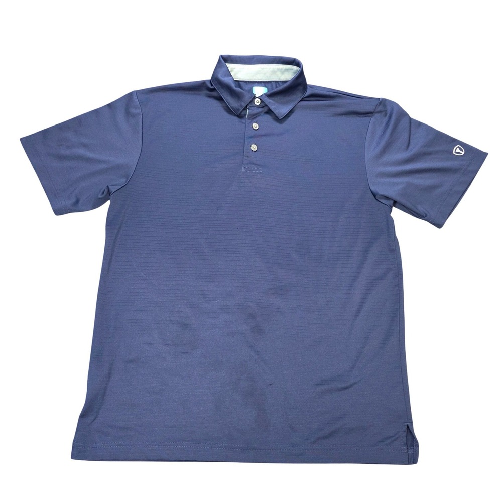 Pro Tour Striped Performance Golf Polo Shirt Men's Size Small‎ Navy Blue Stretch